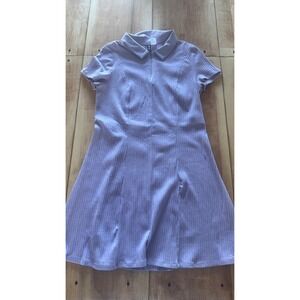 HM Divided Lavender Purple Ribbed Quarter Zip Collared Mini Dress Large